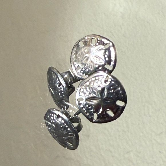 Elegant Silver Sand Dollar Earrings - Picture 1 of 2